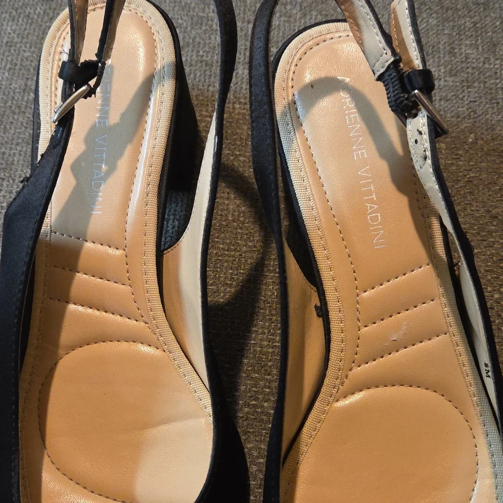 adrienne vittadini Gizzi shoes block heels Sling Back Size 8 - Picture 4 of 7